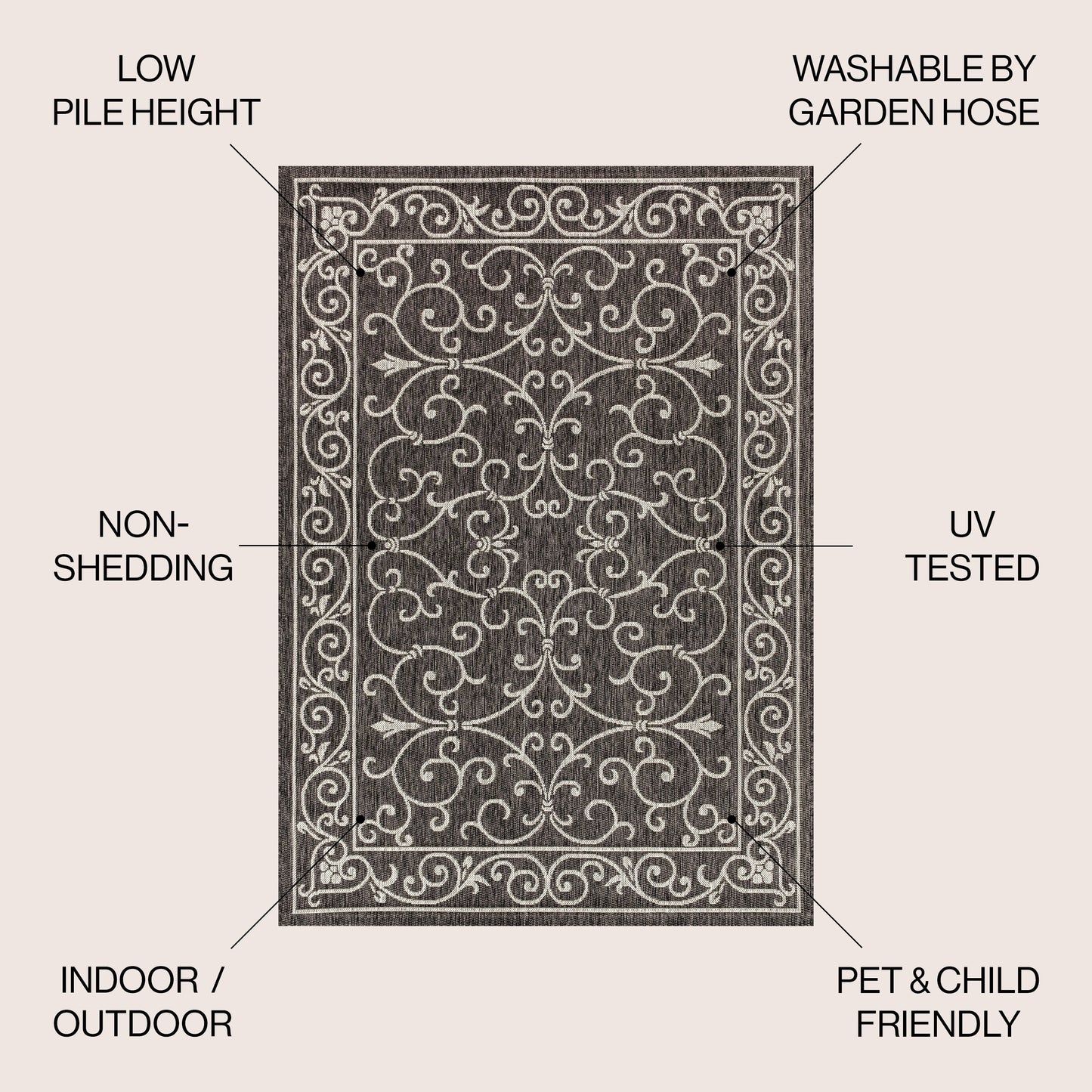 JONATHAN Y Filigree Textured Weave Indoor/Outdoor Area Rug