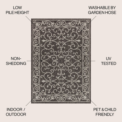 JONATHAN Y Filigree Textured Weave Indoor/Outdoor Area Rug