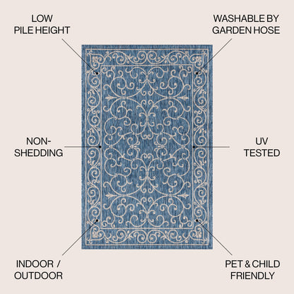 JONATHAN Y Filigree Textured Weave Indoor/Outdoor Area Rug