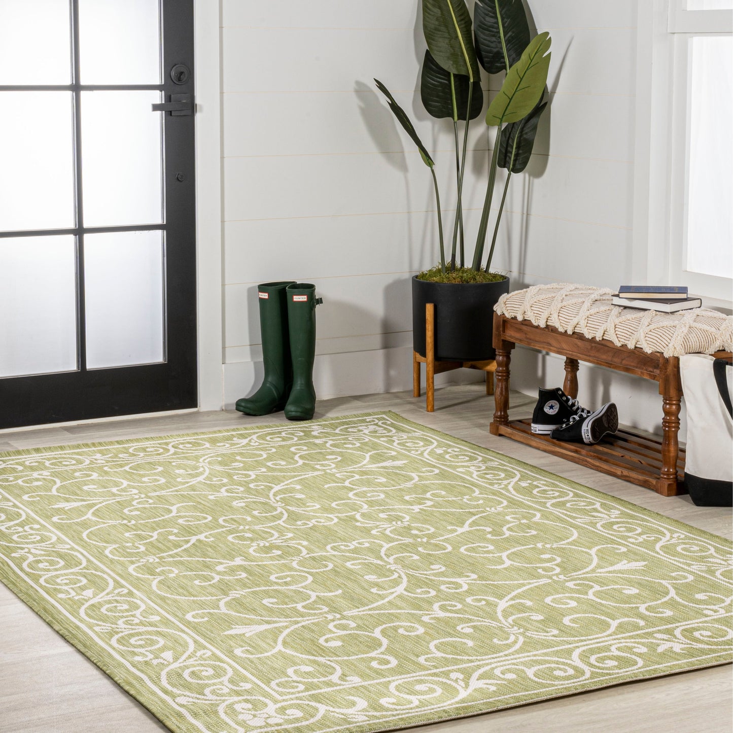 JONATHAN Y Filigree Textured Weave Indoor/Outdoor Area Rug
