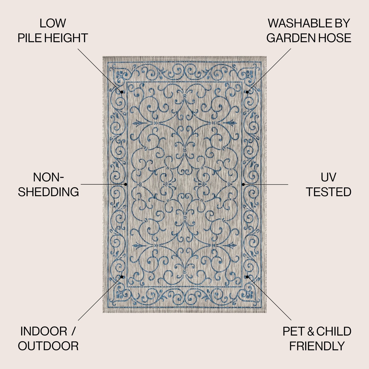 JONATHAN Y Filigree Textured Weave Indoor/Outdoor Area Rug