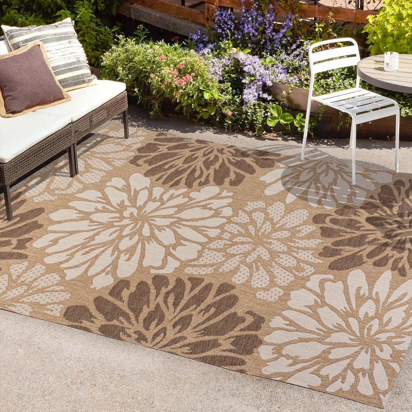 JONATHAN Y Floral Textured Weave Indoor/Outdoor Area Rug