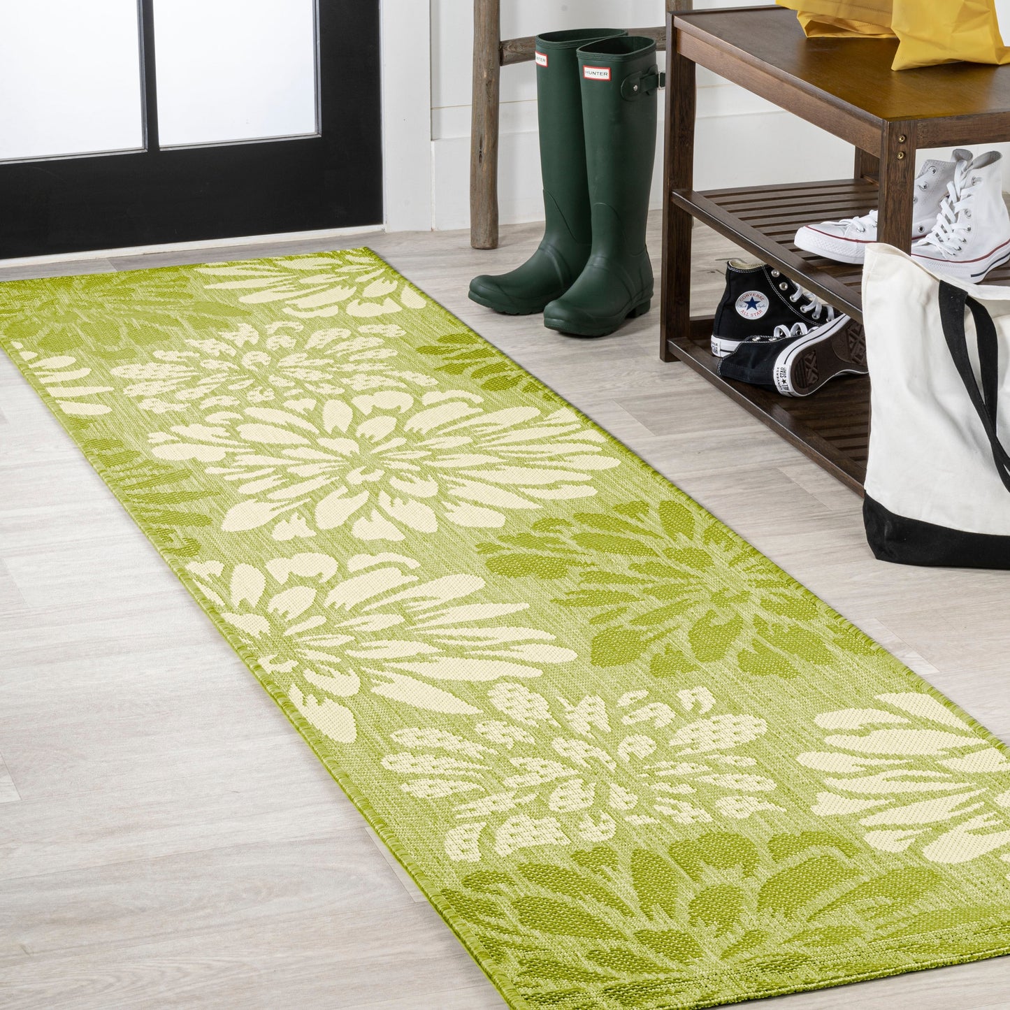 JONATHAN Y Floral Textured Weave Indoor/Outdoor Area Rug