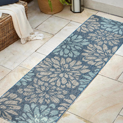 JONATHAN Y Floral Textured Weave Indoor/Outdoor Area Rug