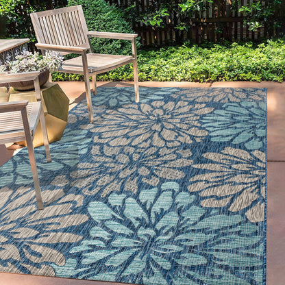 JONATHAN Y Floral Textured Weave Indoor/Outdoor Area Rug