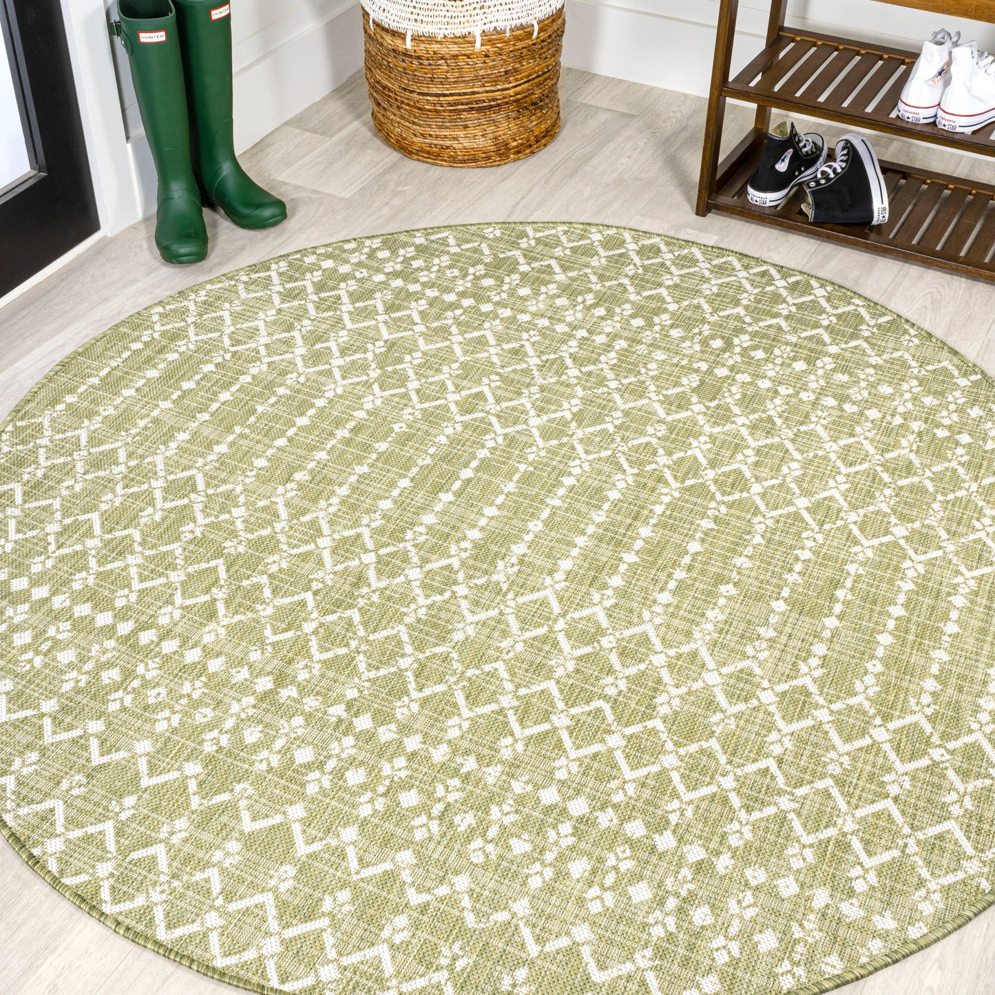 JONATHAN Y Trebol Moroccan Geometric Textured Weave Indoor/Outdoor Area Rug