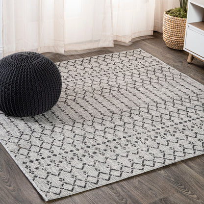 JONATHAN Y Trebol Moroccan Geometric Textured Weave Indoor/Outdoor Area Rug