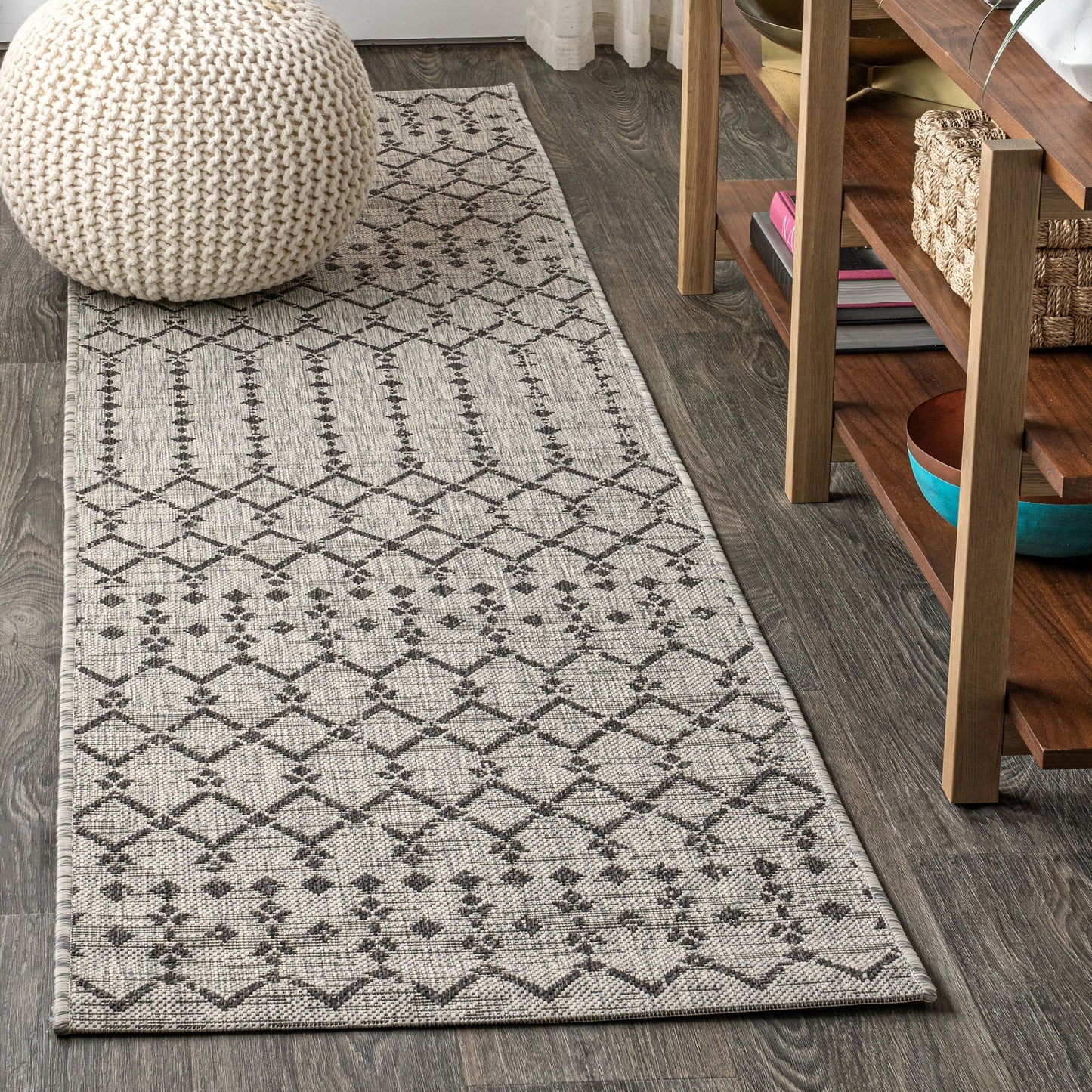 JONATHAN Y Trebol Moroccan Geometric Textured Weave Indoor/Outdoor Area Rug