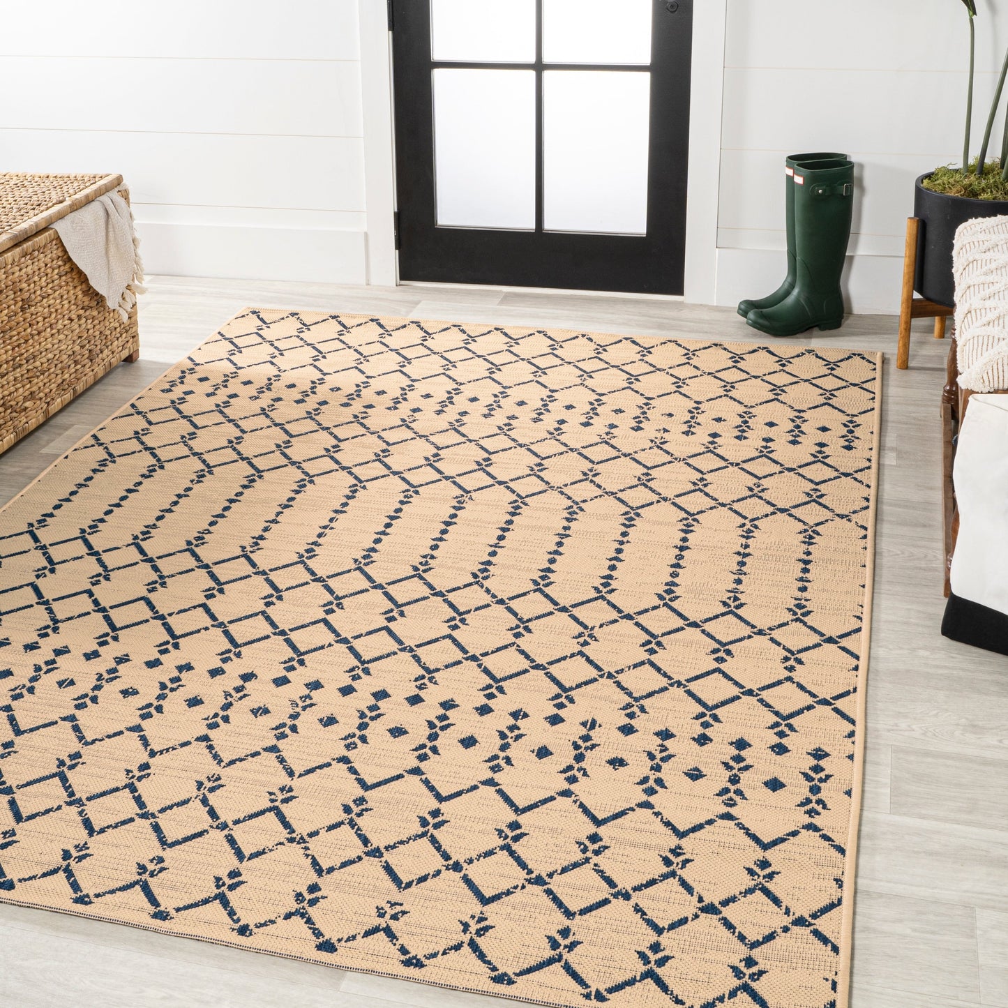 JONATHAN Y Trebol Moroccan Geometric Textured Weave Indoor/Outdoor Area Rug