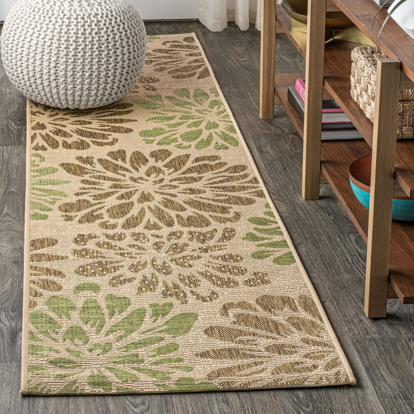 JONATHAN Y Floral Textured Weave Indoor/Outdoor Area Rug