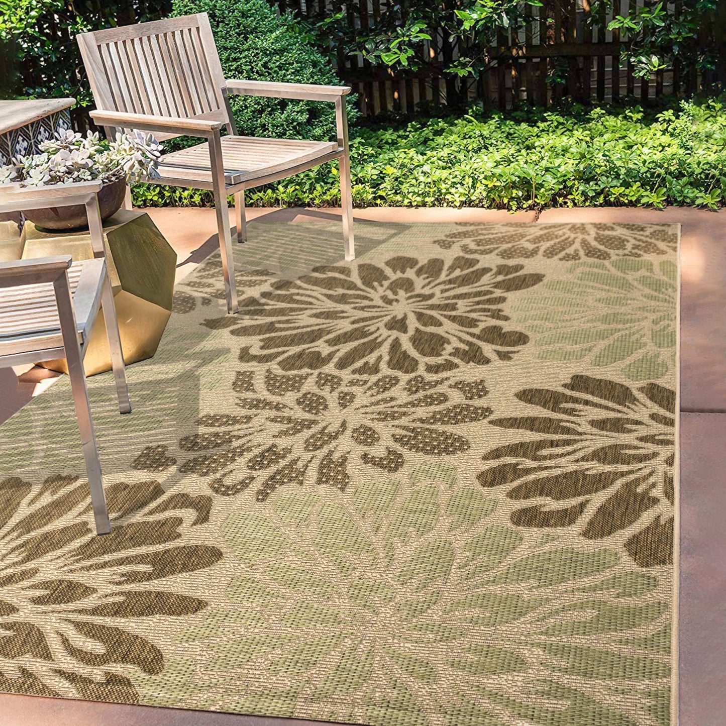 JONATHAN Y Floral Textured Weave Indoor/Outdoor Area Rug