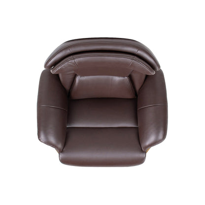 Jovan 31.5 Curved Wood Genuine Leather Recliner Lounge Chair