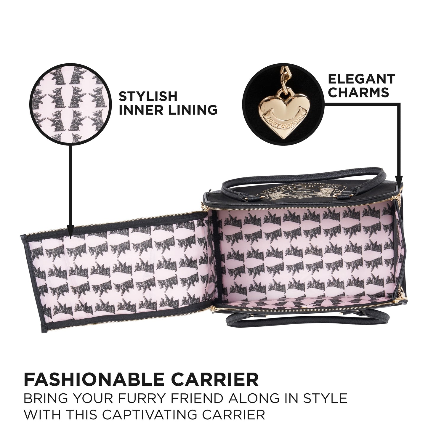 Juicy Couture Give Me Treats Pet Carrier - Stylish Travel Bag