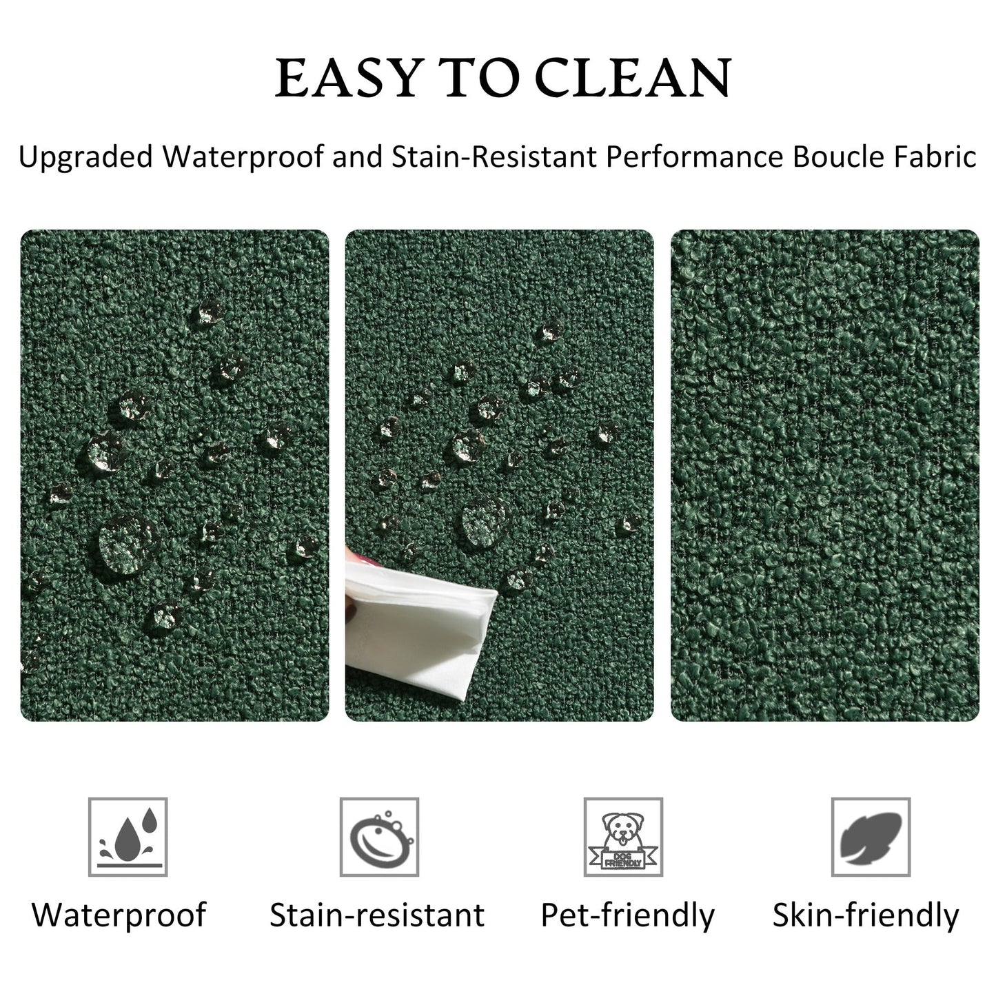 KINWELL Boucle Upholstered 2-Seats Loveseat with Pillows