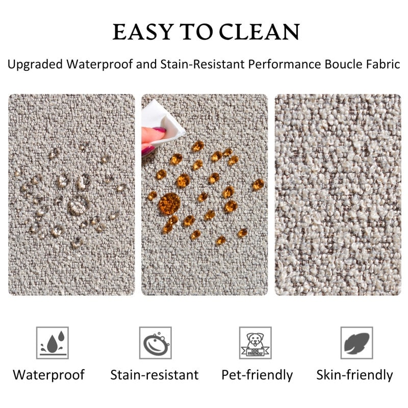 KINWELL Boucle Upholstered 2-Seats Loveseat with Pillows