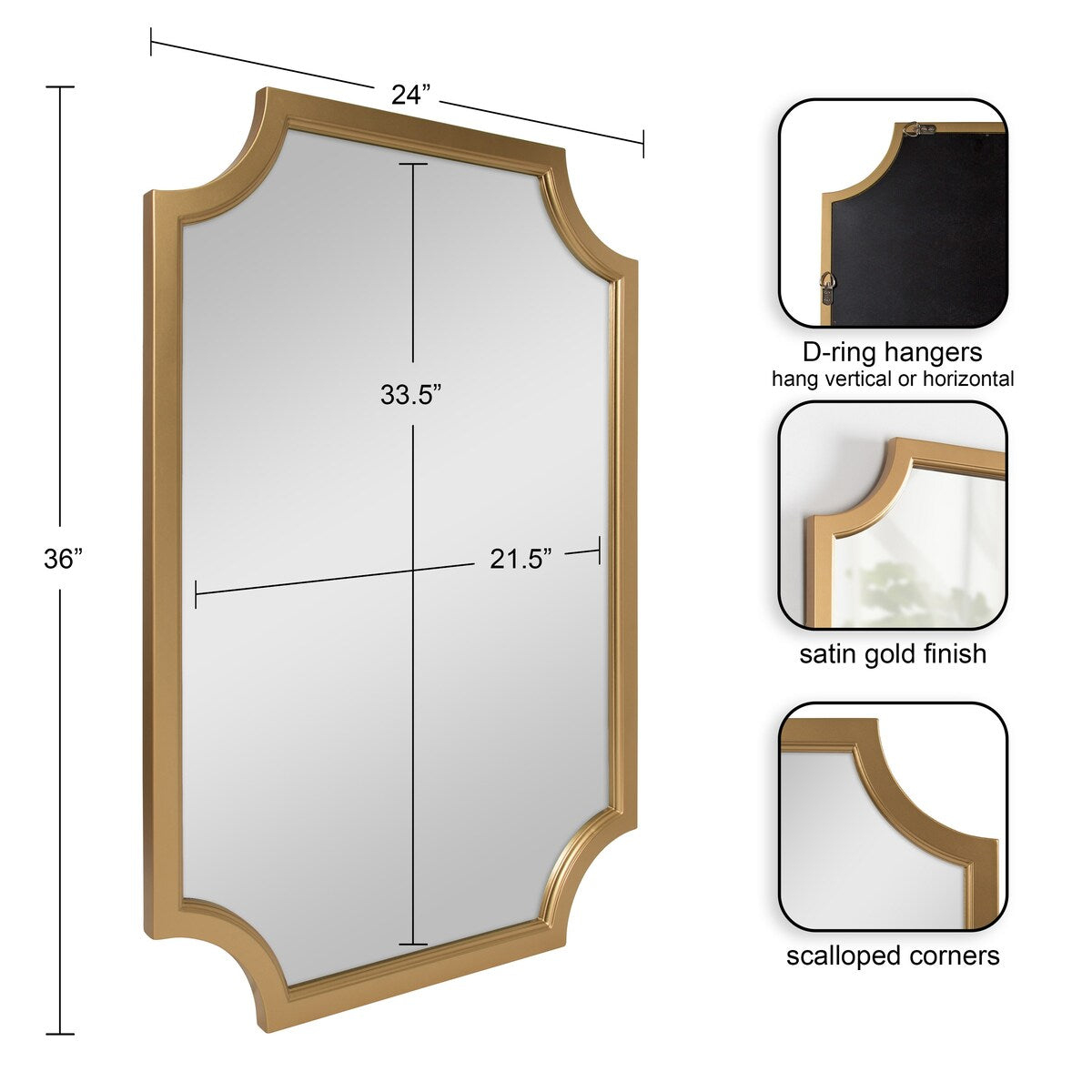 Kate and Laurel Hogan Scalloped Wood Framed Mirror