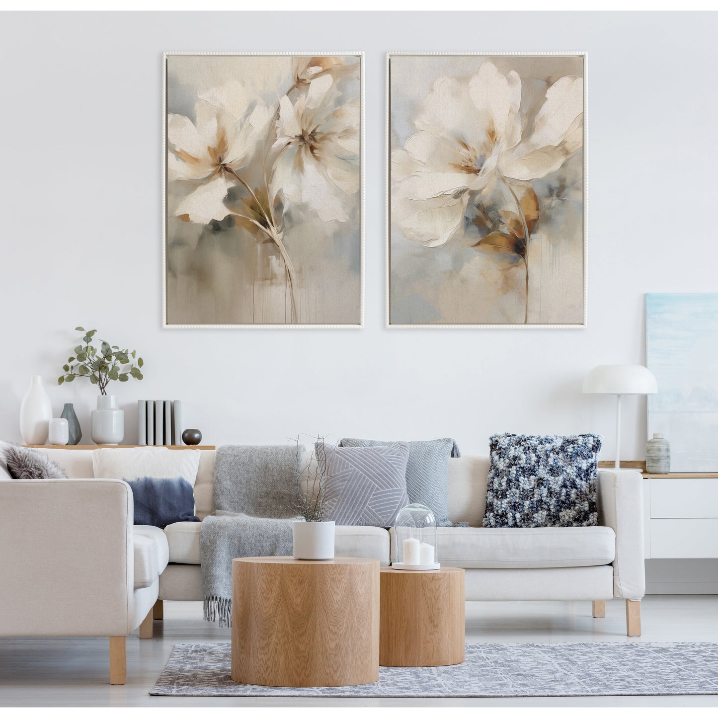 Kate and Laurel Sylvie Beaded Abstract Botanical Canvas