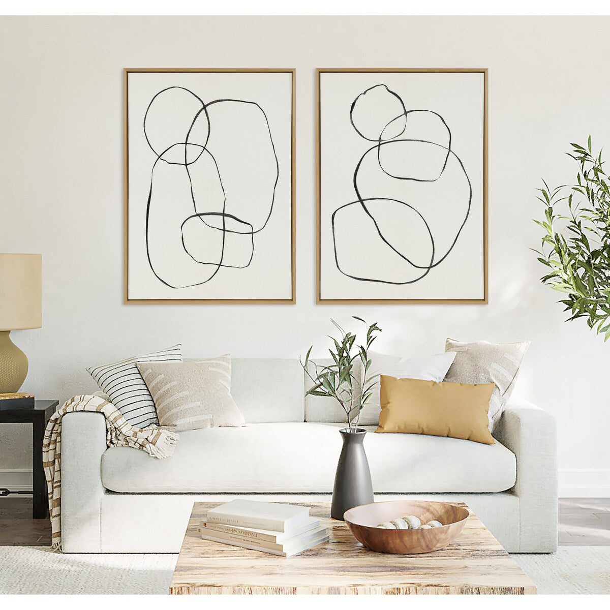 Kate and Laurel Sylvie Modern Circles Framed Canvas Set by Teju Reval