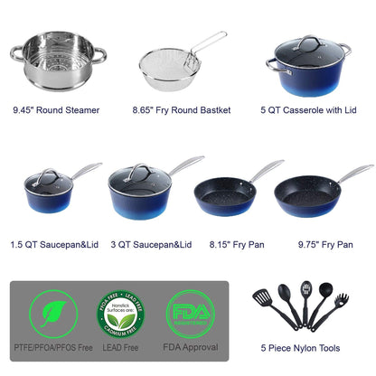 Kitchen Granite Cookware Set, Cooking Pans Set Non-Stick Pots 12/15/30-piece Set