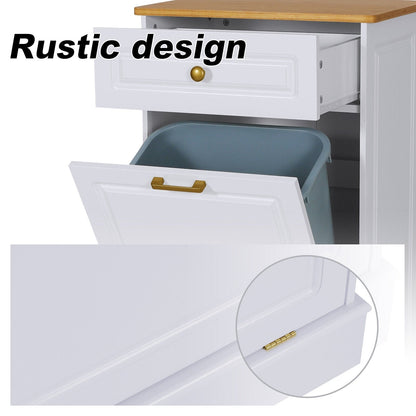 Kitchen Tilt Out Trash Cabinet Can Bin Storage Wooden Counter-top Waste Baskets with Drawer