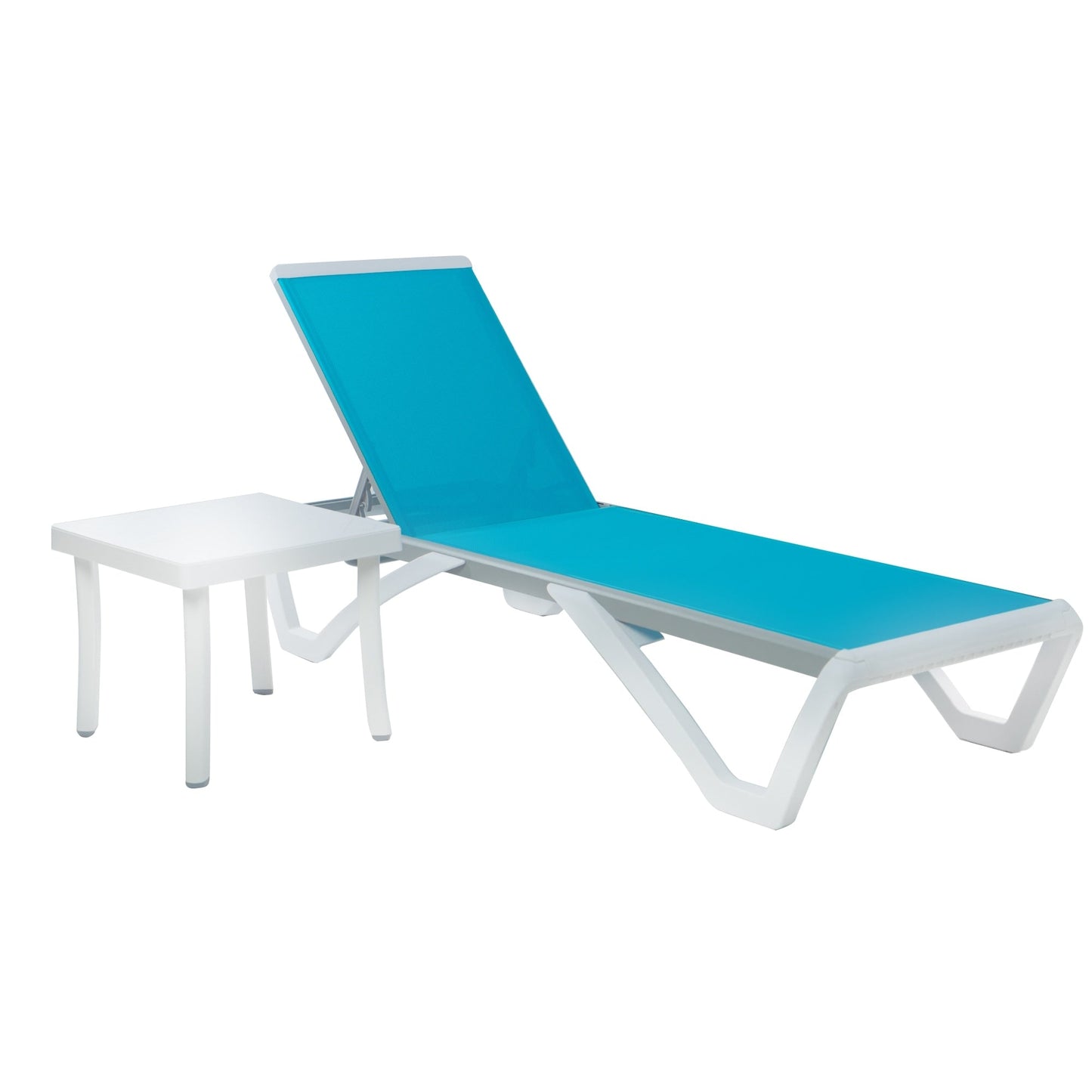 Kozyard Alan Full Flat Aluminum and Polypropylene Resin Legs Patio Reclining Adjustable Chaise Lounge