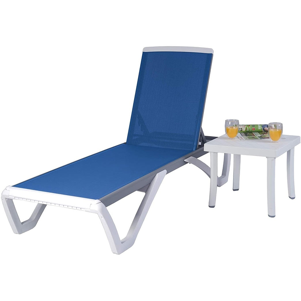 Kozyard Alan Full Flat Aluminum and Polypropylene Resin Legs Patio Reclining Adjustable Chaise Lounge