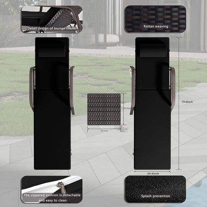 Kullavik 3-PiecesOutdoor Chaise Lounge Set