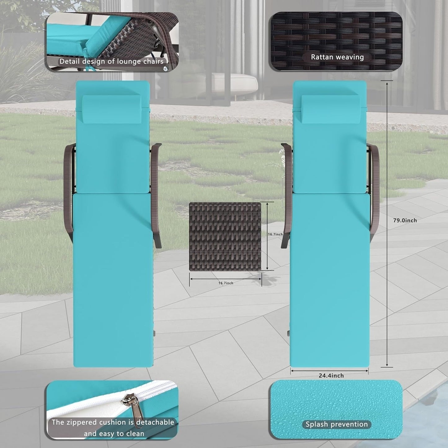 Kullavik 3-PiecesOutdoor Chaise Lounge Set