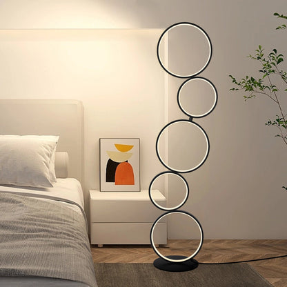 LED Modern Dimmable Floor Lamp, 3 Way Bright Corner Stand lamp with 5-Ring for Living Room