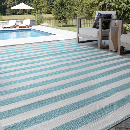 Lalune Beach Stripe Indoor Outdoor Area Rug