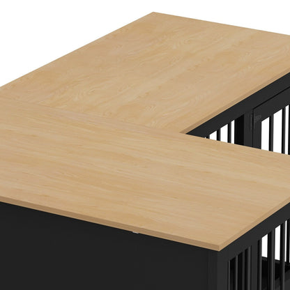 Large Corner Dog Crate Furniture for 2 Dogs, L Shape Dog Crate Cage - 58.7X41.1