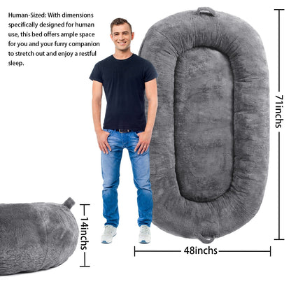 Giant Dog Bed for Humans 71x48x14 Large Dog Bed for People Adults, Washable Napping Dog Bed