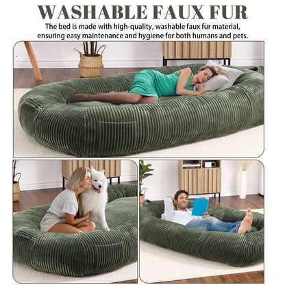 Giant Dog Bed for Humans 71x48x14 Large Dog Bed for People Adults, Washable Napping Dog Bed