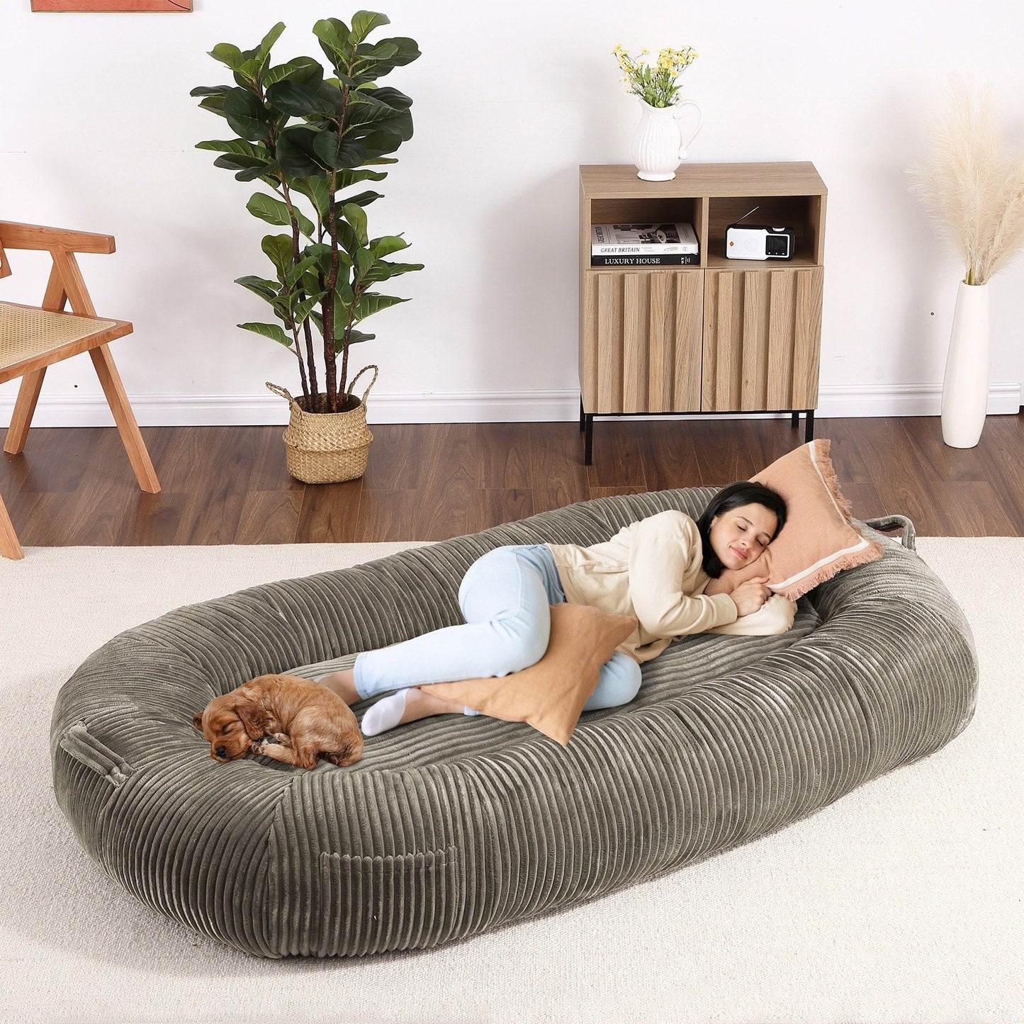 Giant Dog Bed for Humans 71x48x14 Large Dog Bed for People Adults, Washable Napping Dog Bed