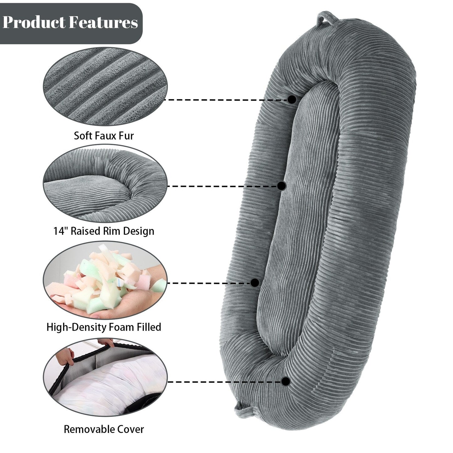 Giant Dog Bed for Humans 71x48x14 Large Dog Bed for People Adults, Washable Napping Dog Bed
