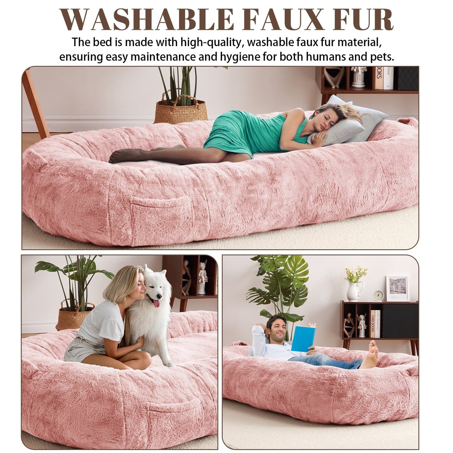 Giant Dog Bed for Humans 71x48x14 Large Dog Bed for People Adults, Washable Napping Dog Bed