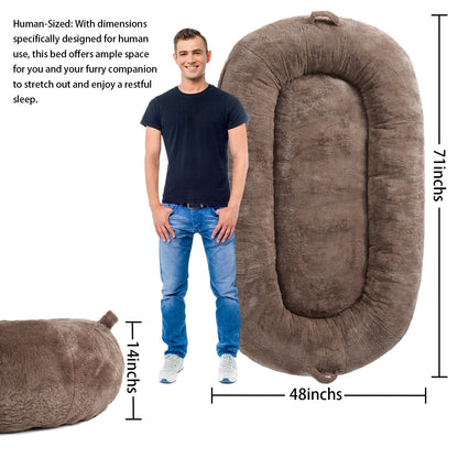 Giant Dog Bed for Humans 71x48x14 Large Dog Bed for People Adults, Washable Napping Dog Bed