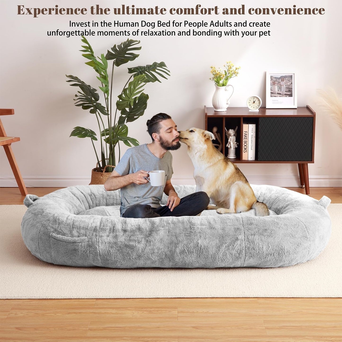Large Dog Bed Washable Human Size Bed with Removable Cover