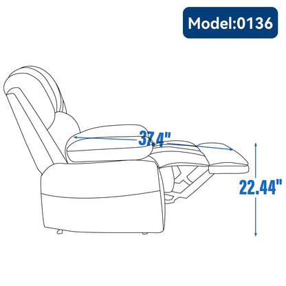 Large Manual Recliner Chair for Adult, Comfortable Fabric Single Recliner Sofa, Overstuffed Reclining Chair for Living Room