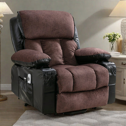 Large Power Lift Recliner Chair with Heat and 8-Point Massage - Remote Control, USB Port