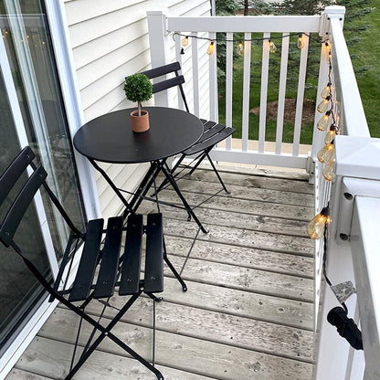 3pc Metal Folding Bistro Set, Weather-Resistant Outdoor/Indoor Conversation Set for Patio, Yard, Garden