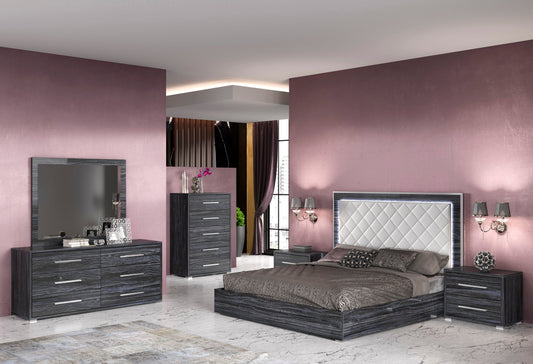 4-Piece Queen Size Bedroom Set w/ Bed, Dresser, Mirror & Nightstand | Modern Motion - NAPLES-QN-4PC