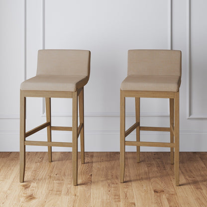 Gracie Modern Bar Stool, Boucle Upholstered Chair and Brushed Wooden Legs