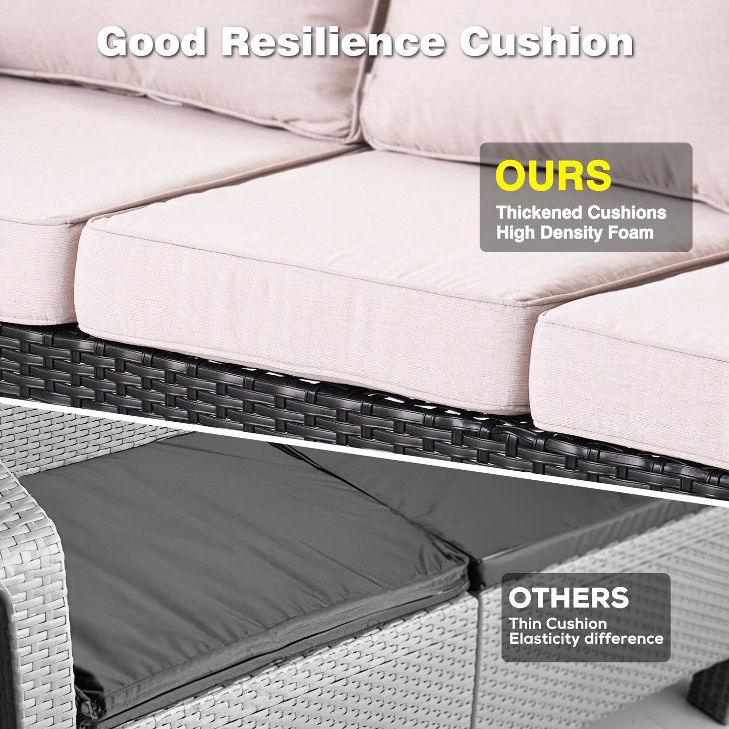 OVIOS 5-piece Patio Wicker High Back Conversation Set