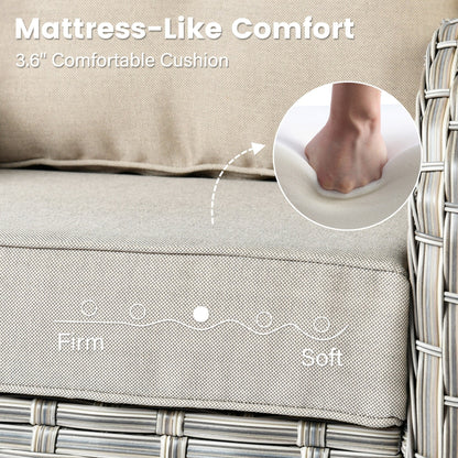 OVIOS 9 Pieces Outdoor Wicker Swivel Chair Set With Fire Table