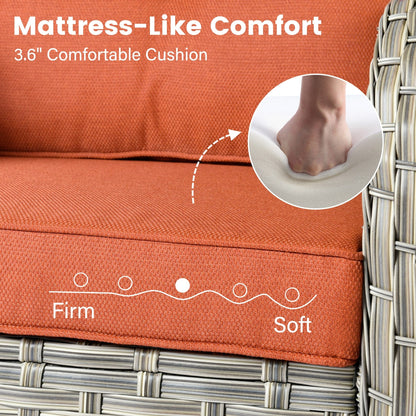 OVIOS 9 Pieces Outdoor Wicker Swivel Chair Set With Fire Table