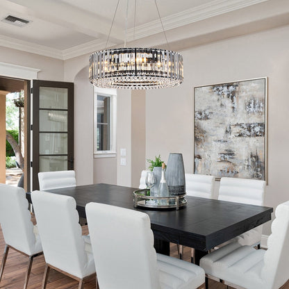 OYIPRO 6/8/12-Light Modern Round Crystal Chandelier Drum Shape Pendant Light for Kitchen Island