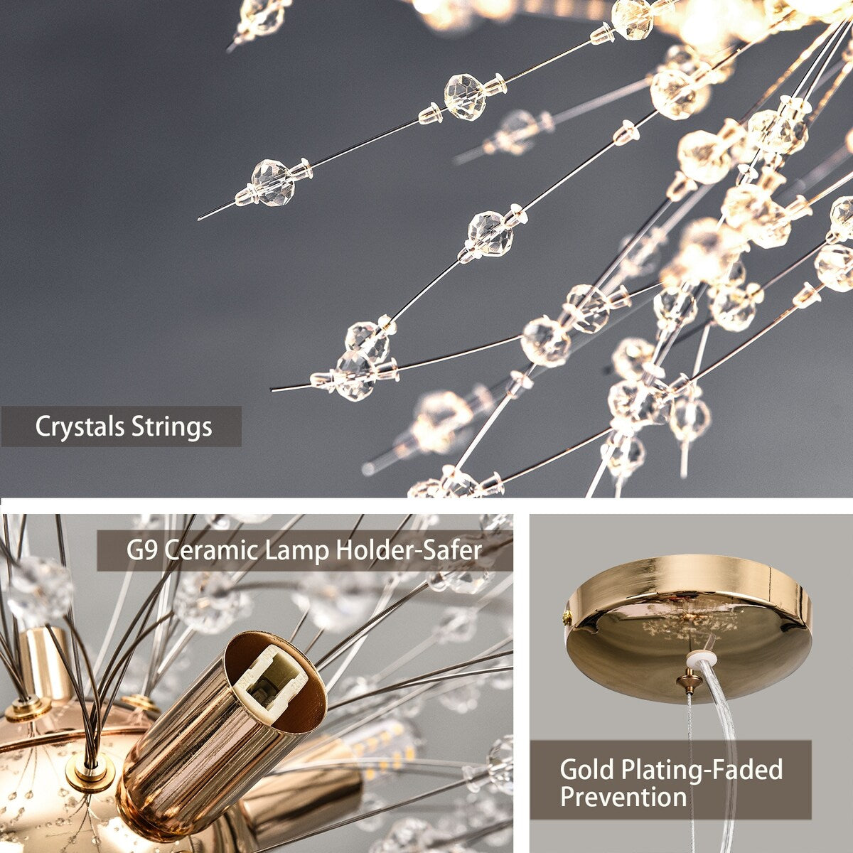 OYIPRO Modern Firework Sputnik Chandelier Crystal Pendant Lighting