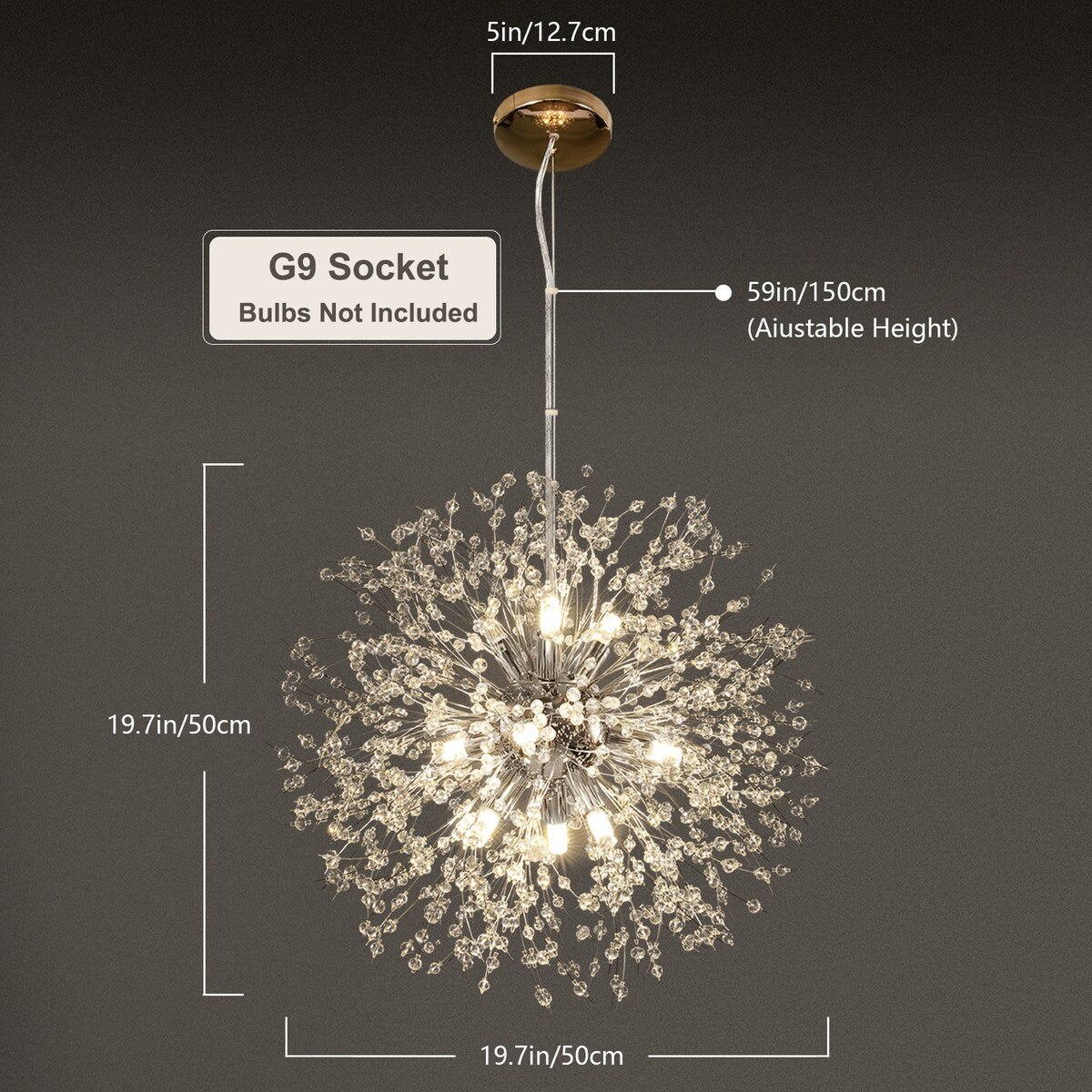 OYIPRO Modern Firework Sputnik Chandelier Crystal Pendant Lighting