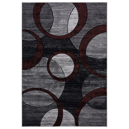 Orelsi Collection Abstract Geometric Circles Area Rug
